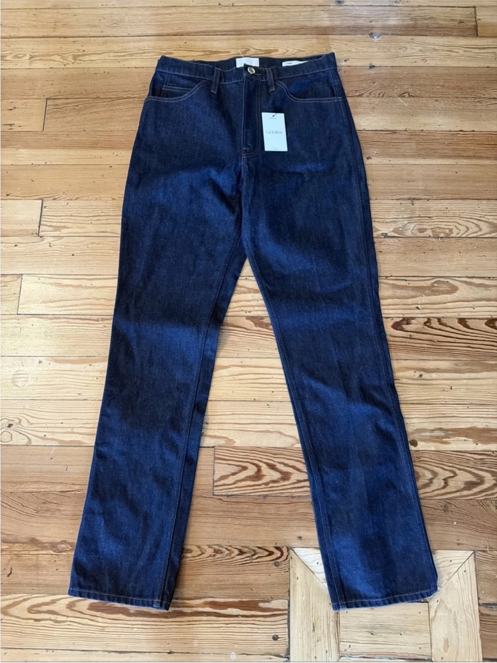 Frame Le Italian Wide Leg Dark Blue 29 Made Italy Crop Rinse Rigid Denim New